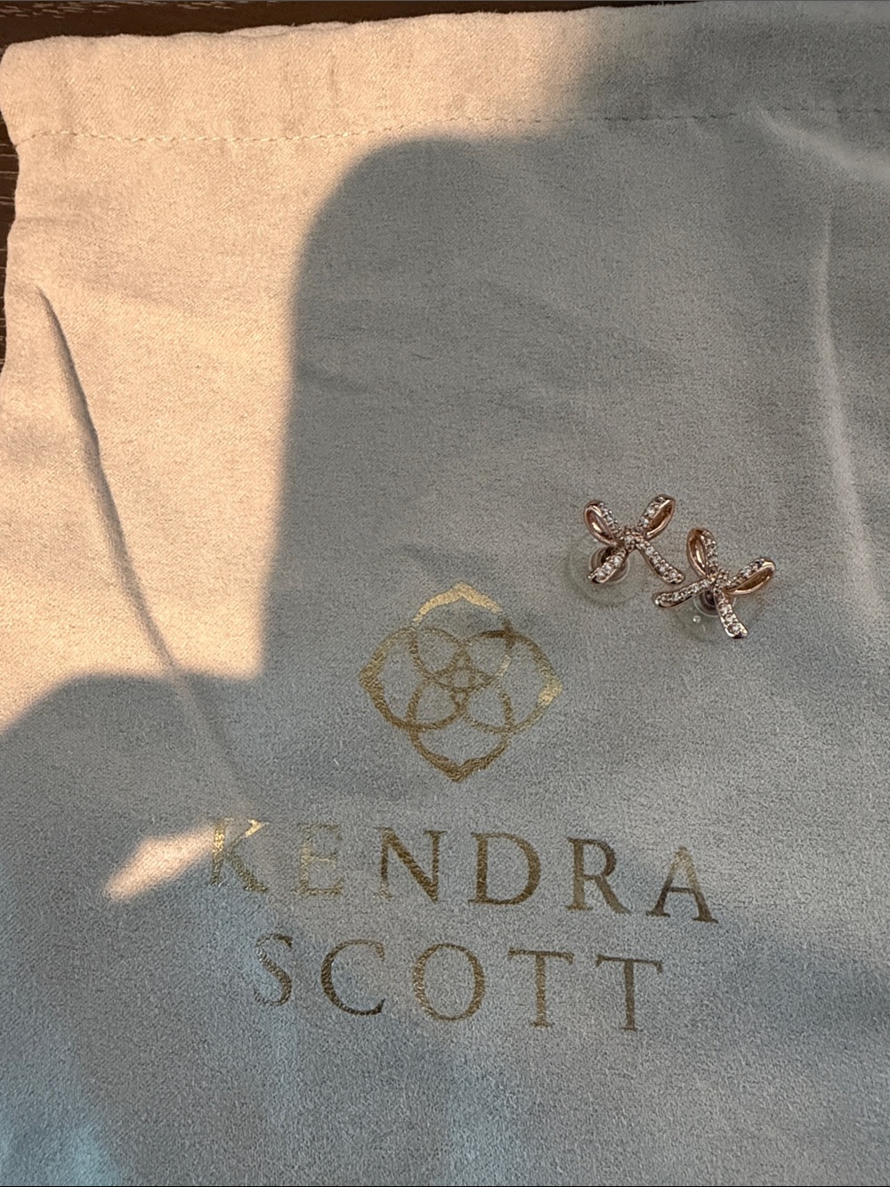 Kendra Scott Rose Gold Bow-Shaped Crystal Stud Earrings